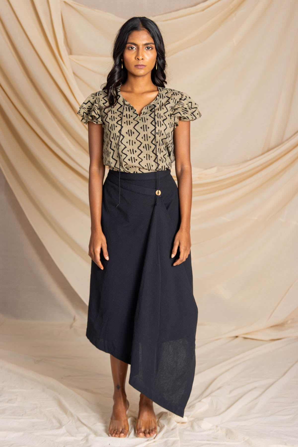 Buy Label J Black Printed Cotton Top at ScrollnShops