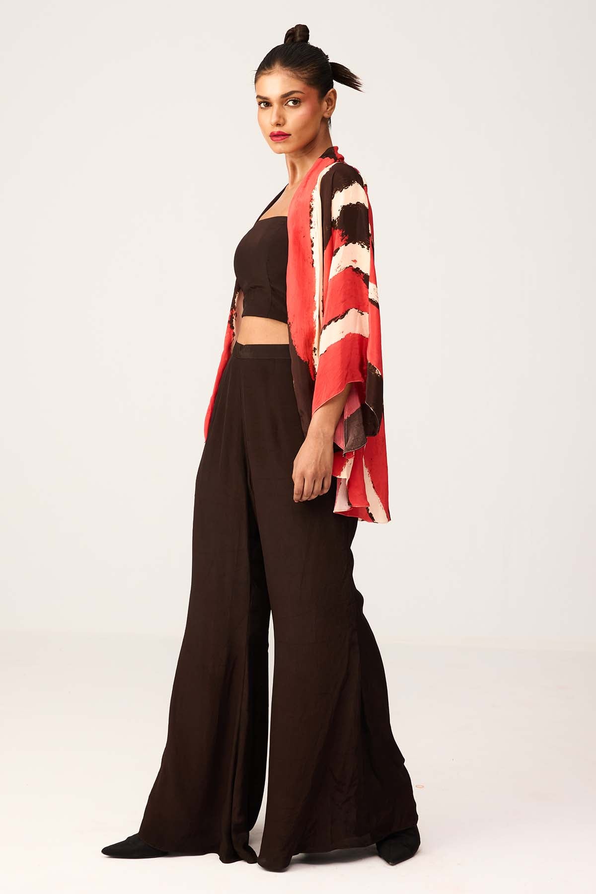 Black Printed Indo-Western Set