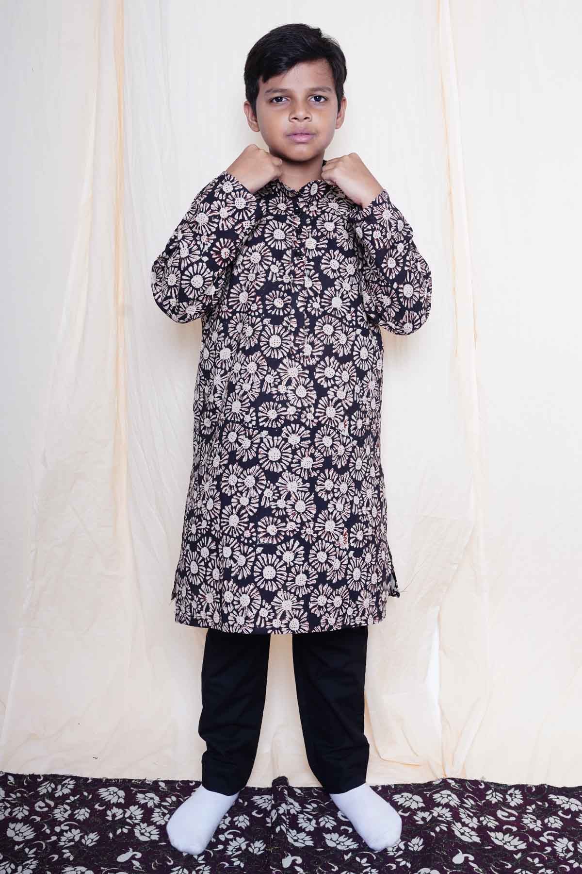 Black Printed Kurta & Pajama