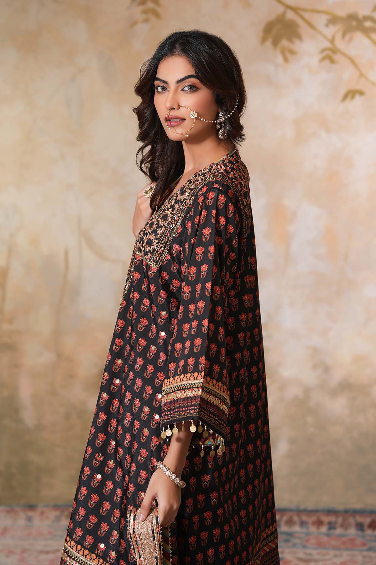 Black Printed Kurta & Palazzo