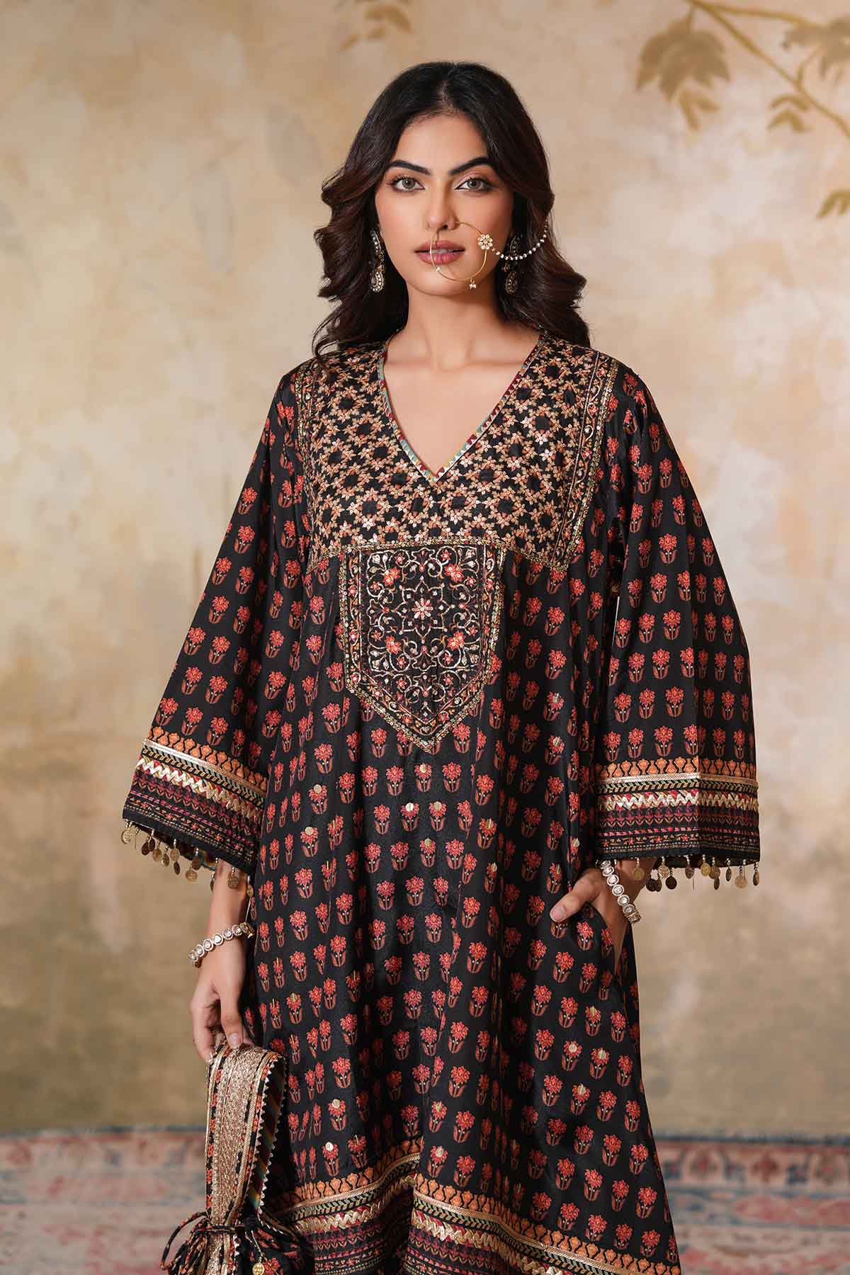 Black Printed Kurta & Palazzo