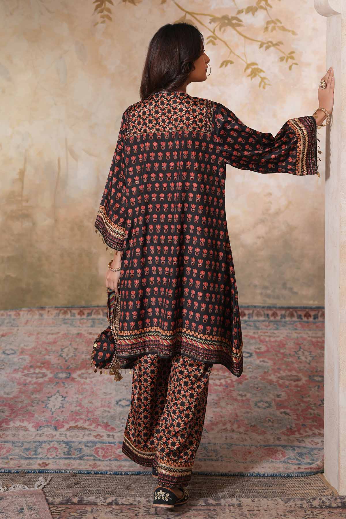 Black Printed Kurta & Palazzo