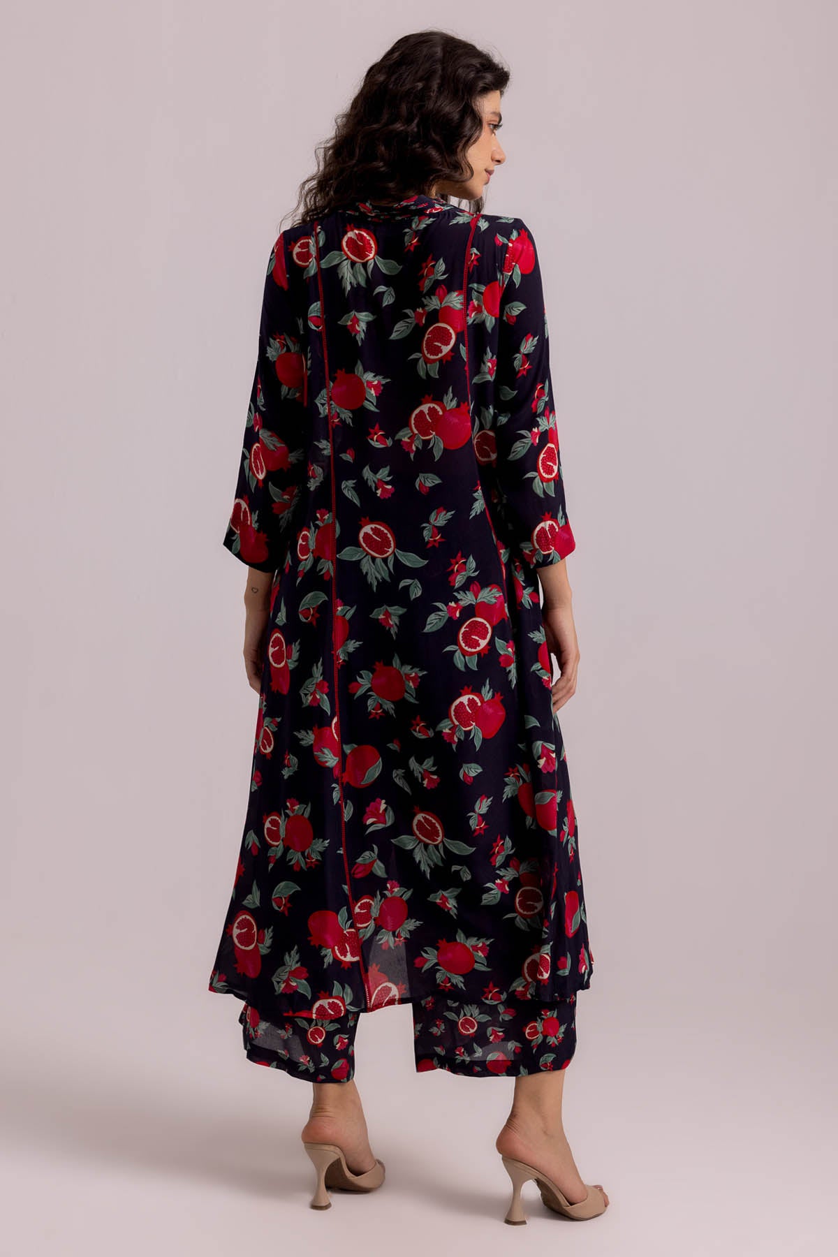 Black Printed Pintuck Kurta Set