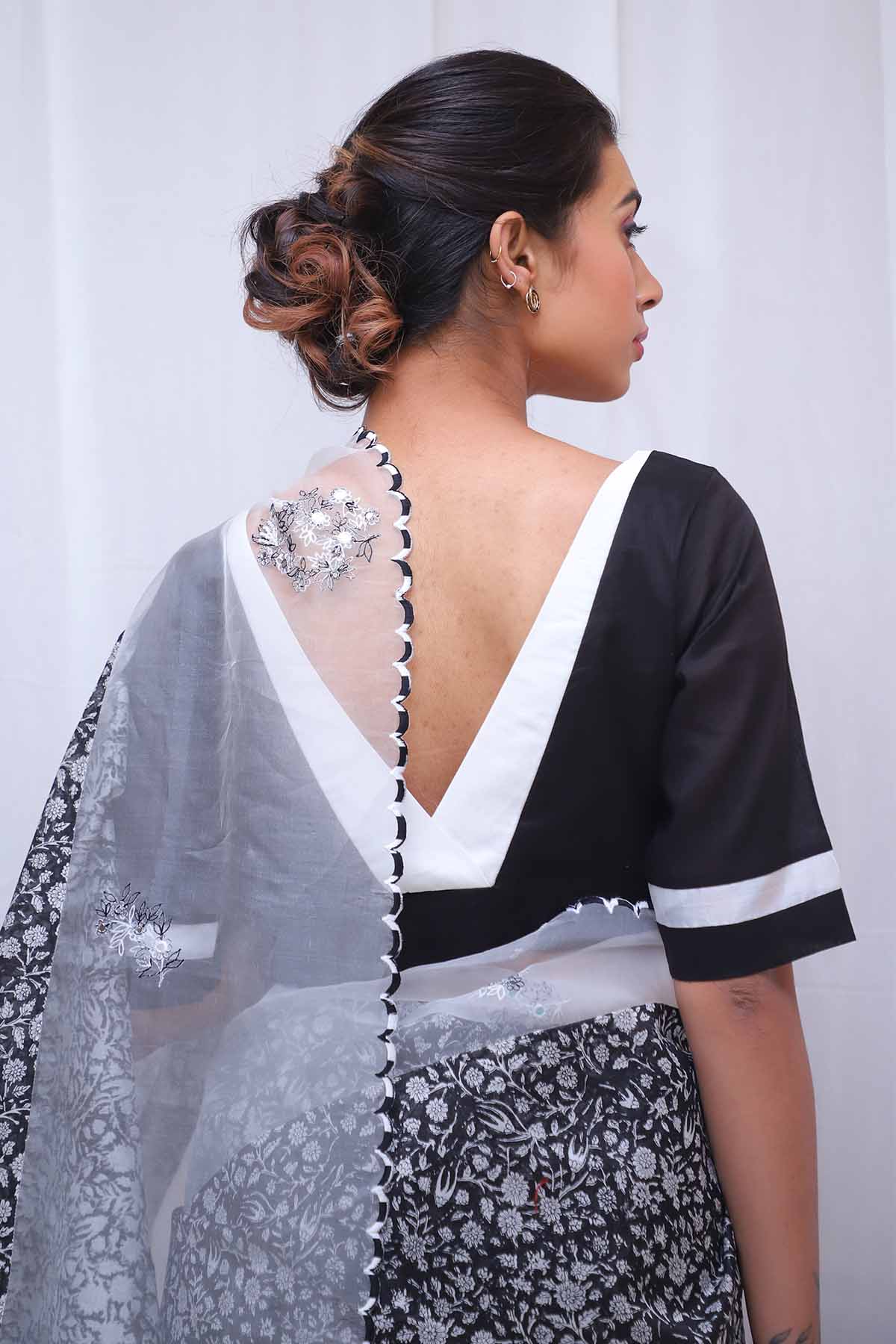 Black Printed Saree & Blouse