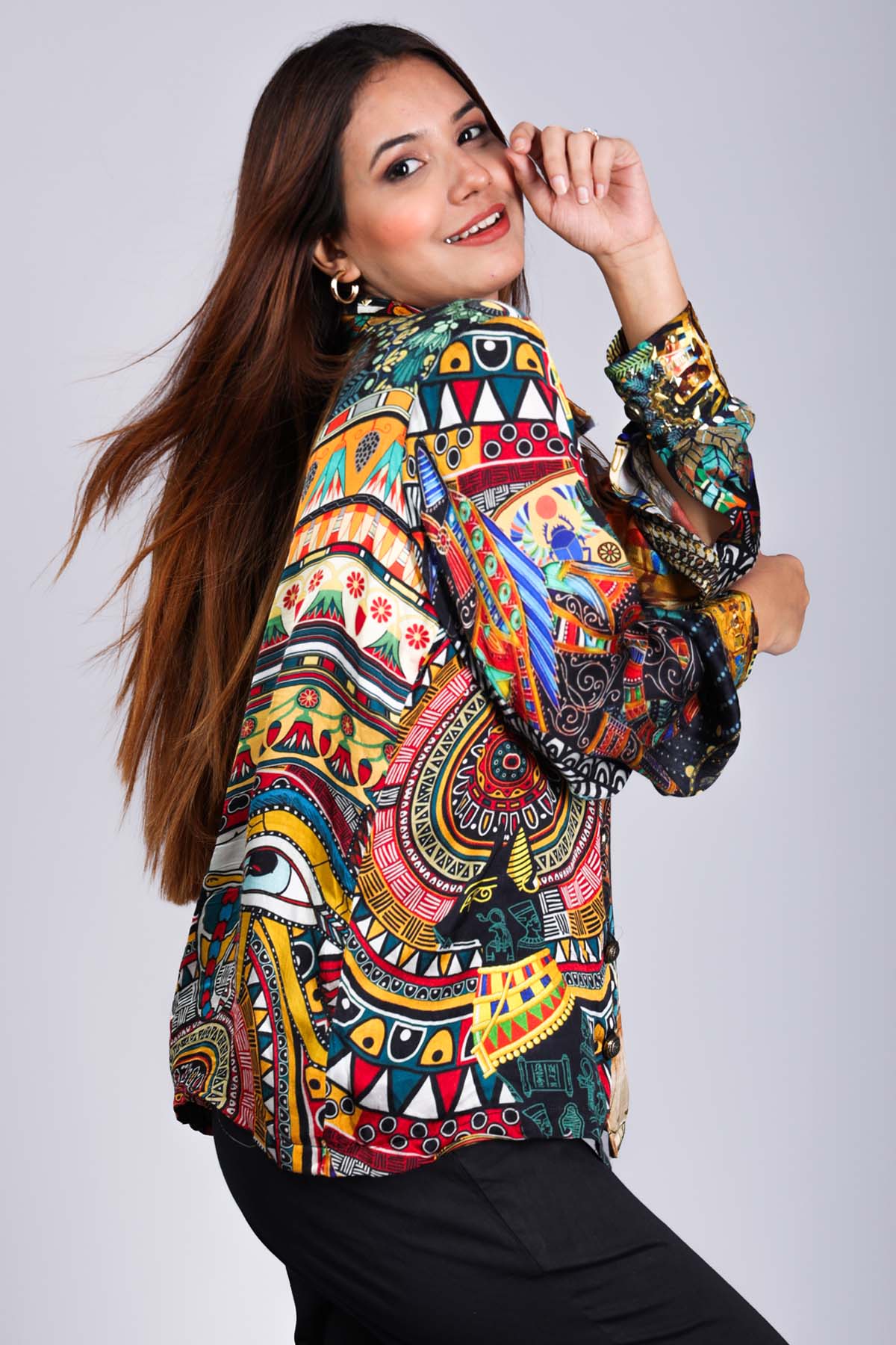 Multicolor Satin Print Shirt