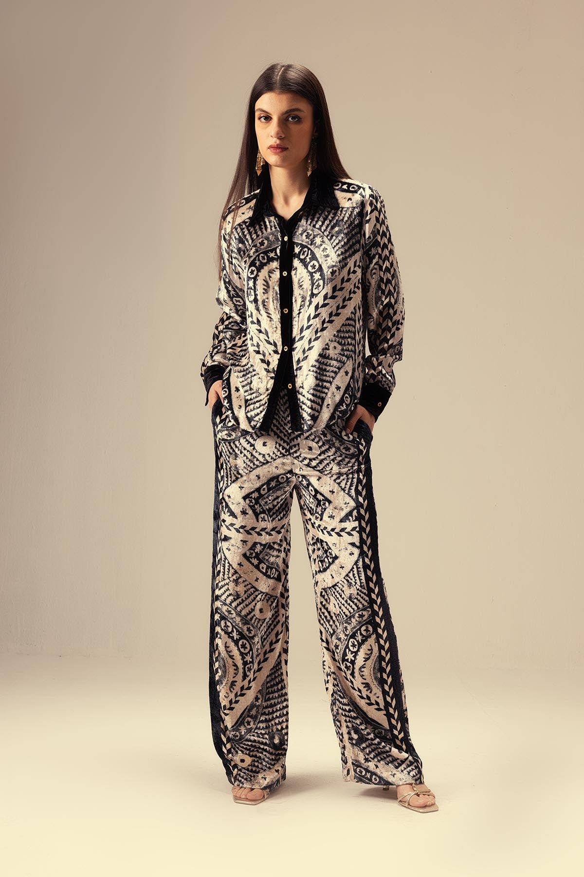 Buy Black Printed Pants & Shirt by Reena Sharma for women online at ScrollnShops