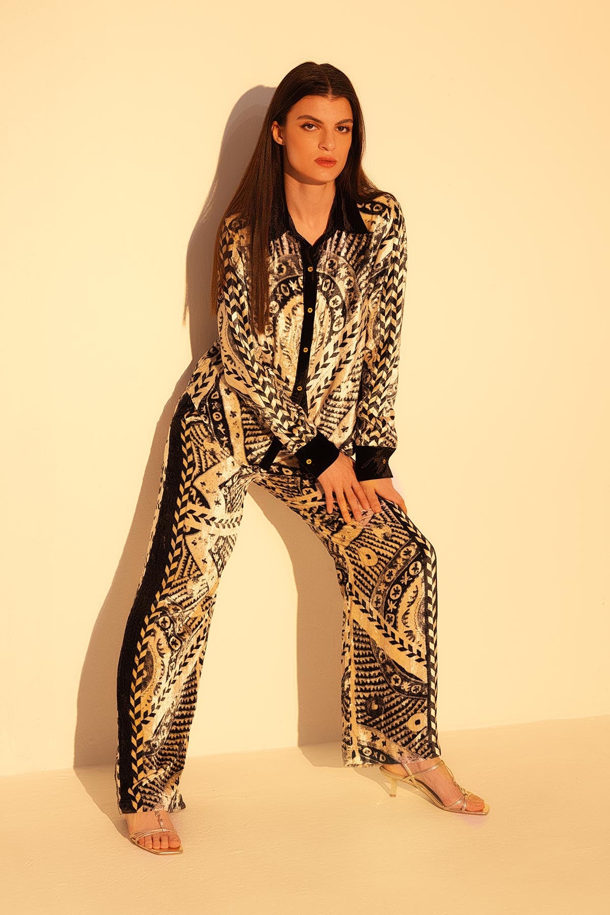 Black Printed Pants & Shirt