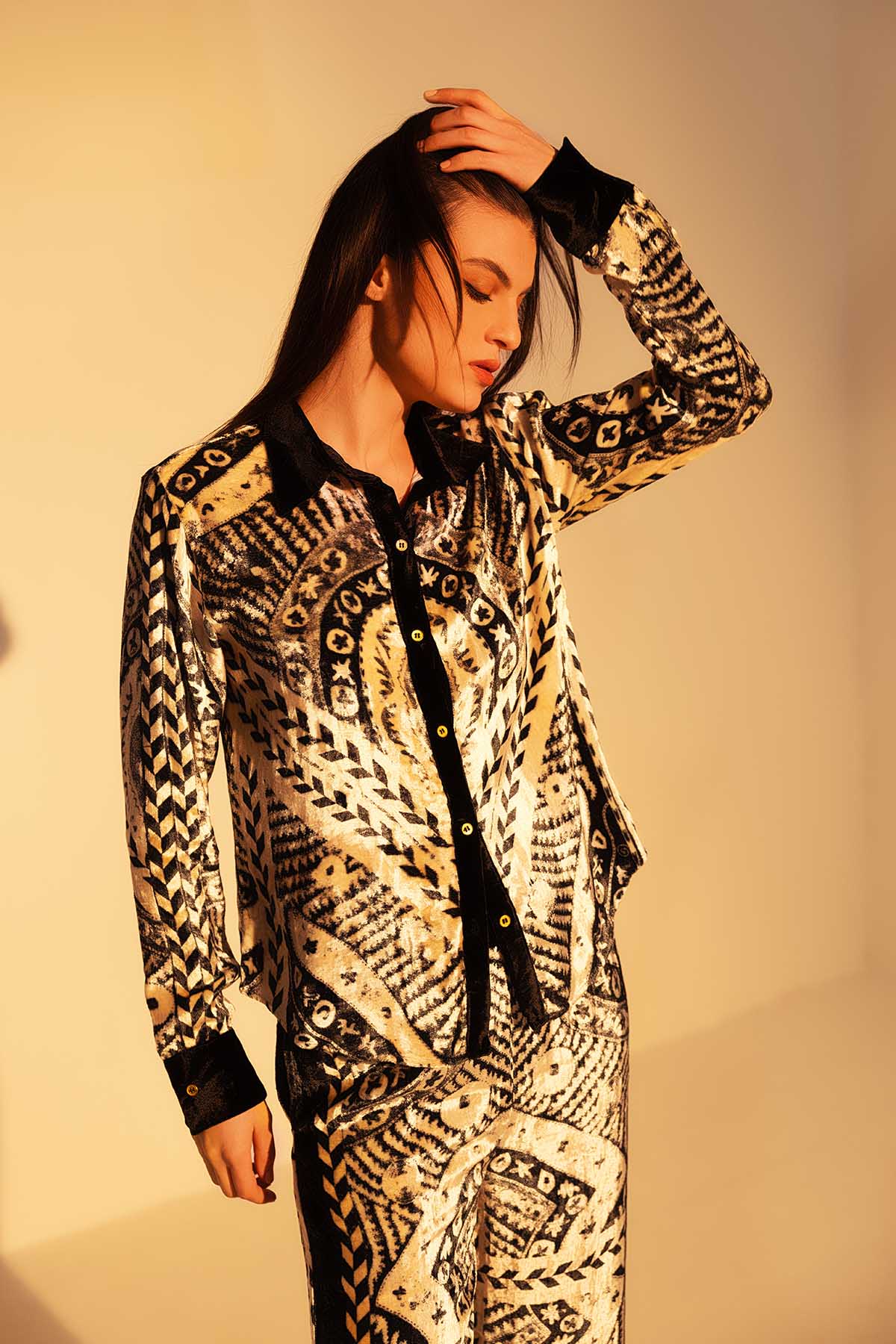 Black Printed Pants & Shirt