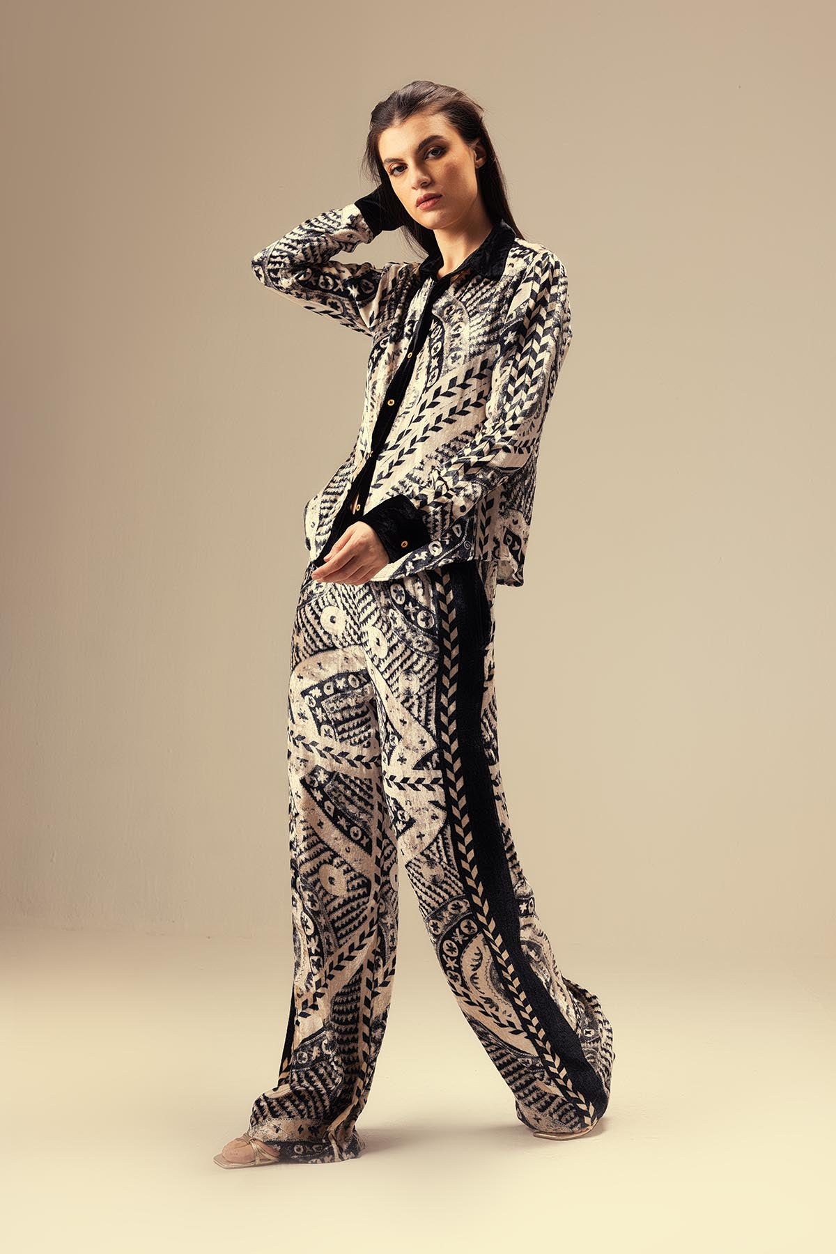 Black Printed Pants & Shirt