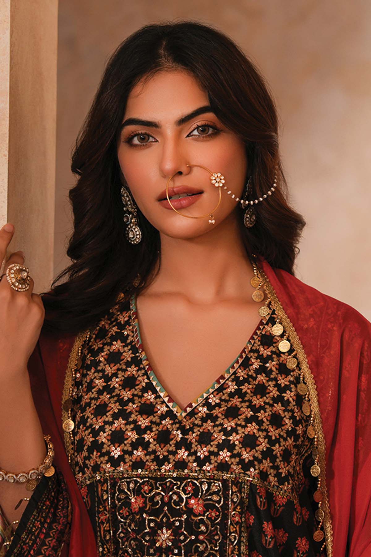 Black Printed Short Kurta Set