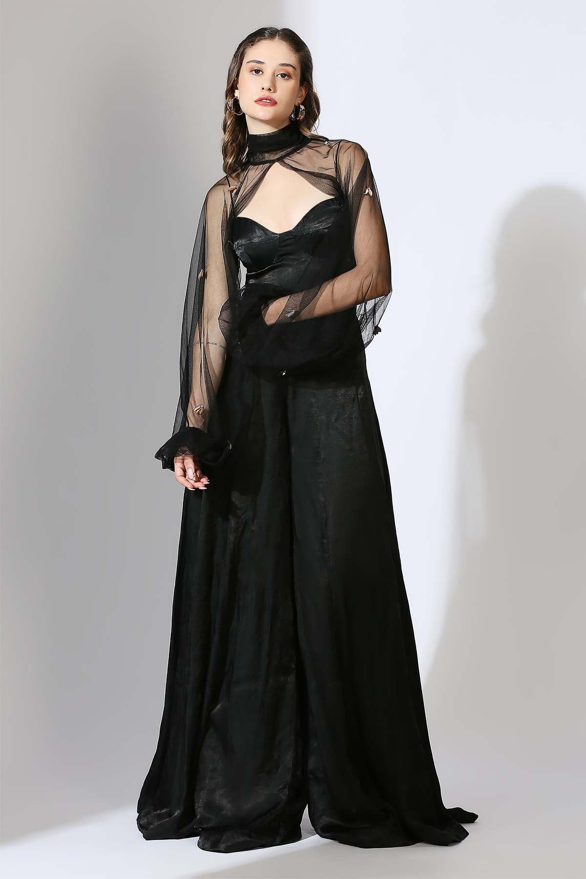 Buy Black Puff Sleeves Jumpsuit  by Masumi Mewawalla for women online at ScrollnShops