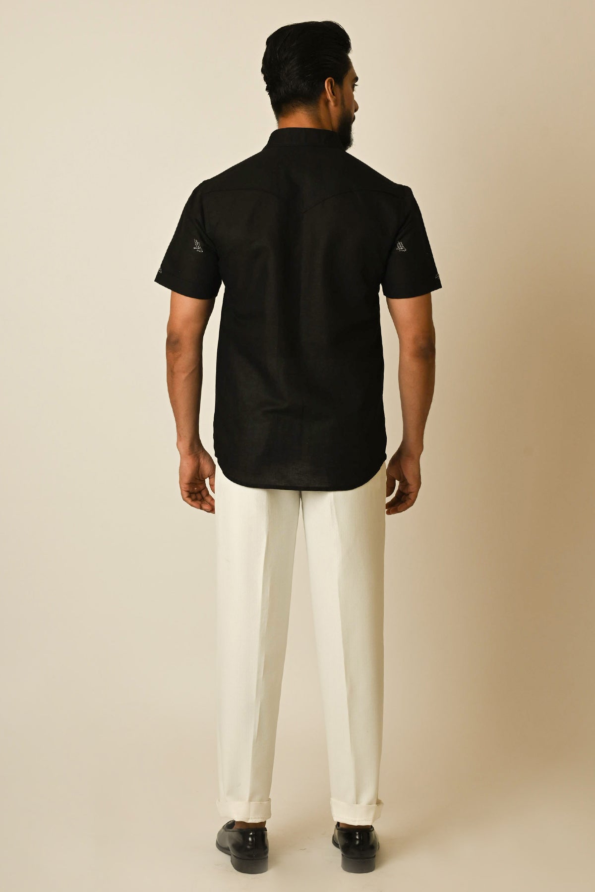 Black Pure Linen Thread Shirt