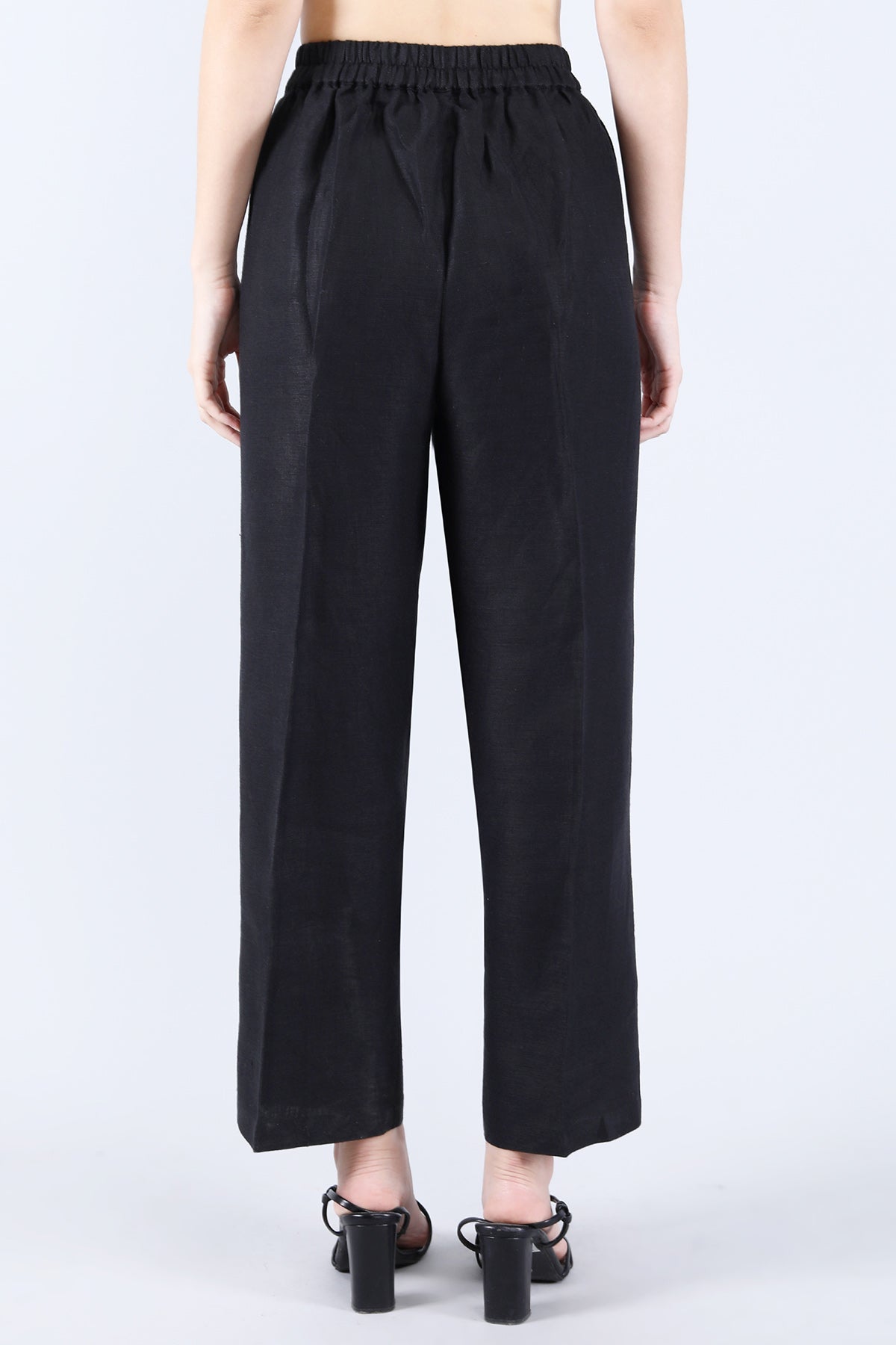 Black Pure Linen Twill Pants