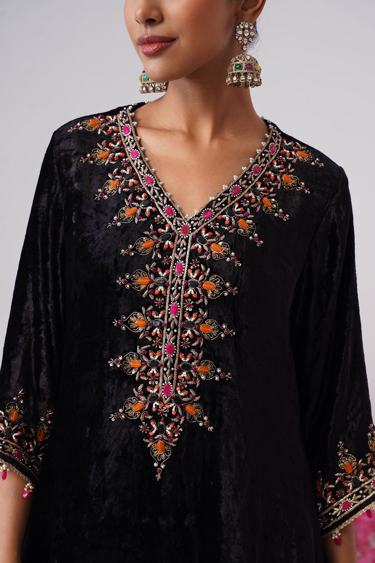 Black Rani Pink Kurta & Pants