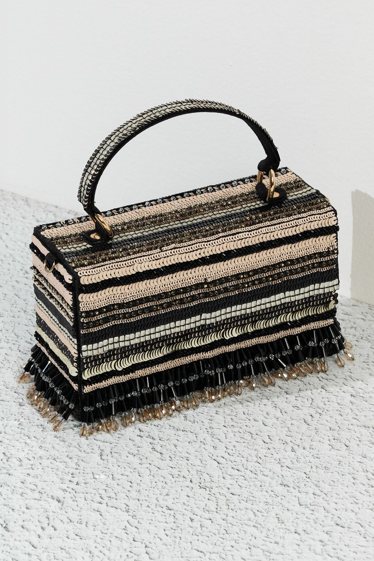 Buy Black Raw Silk Sequins Clutch for women by the Purple sack online available at scrollnshops