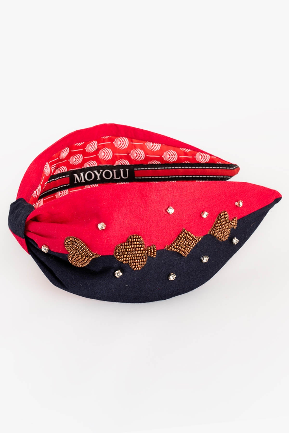 Moyolu Black & Red Embroidered Headband for accessories online at ScrollnShops