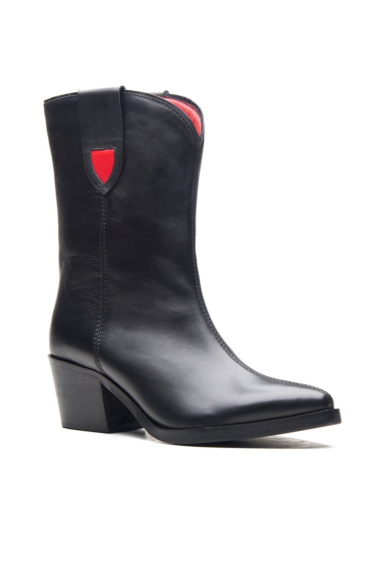 Black & Red Nappa Leather Boots