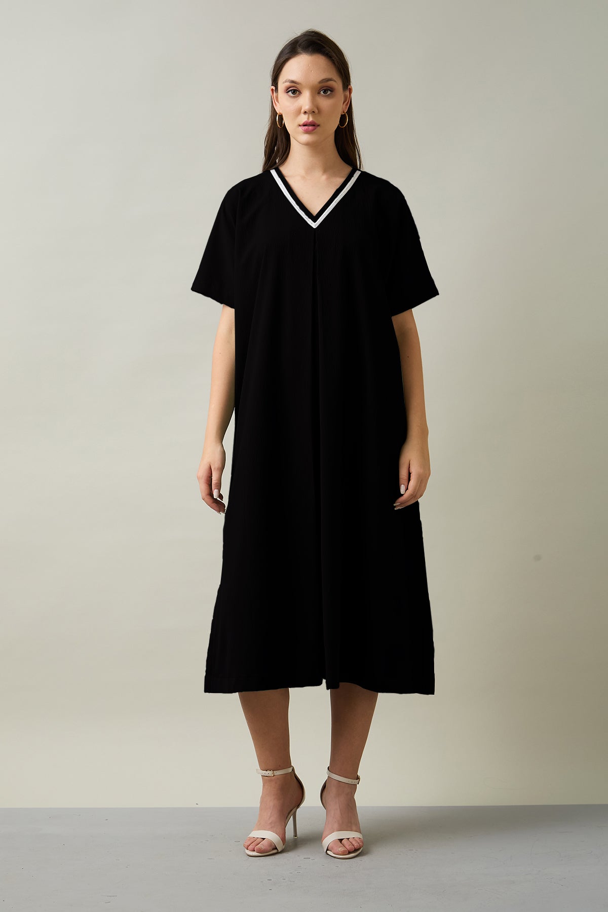 Buy Black Relaxed Fit Midi Dress for Women by SNEHA B Designer online available at scrollnshops