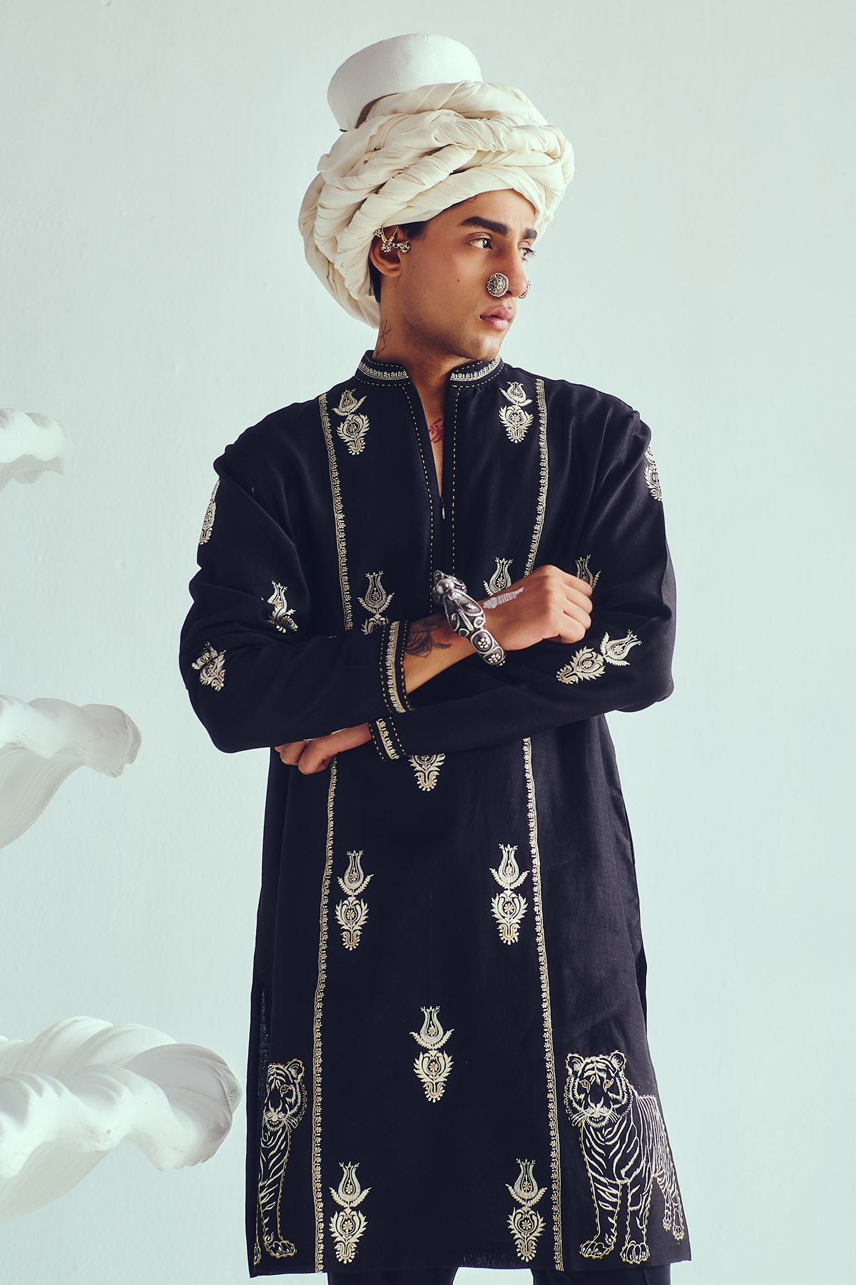 Black Resham Work Kurta Set