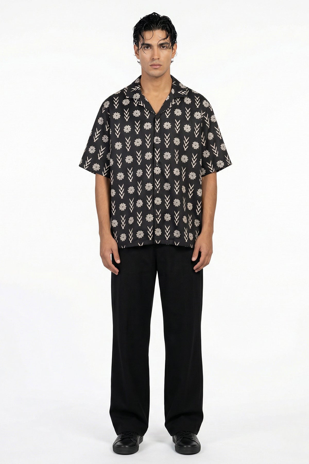 Buy Black Rhythmic Detailing Shirt for men by Tezhhomayaa online available at scrollnshops