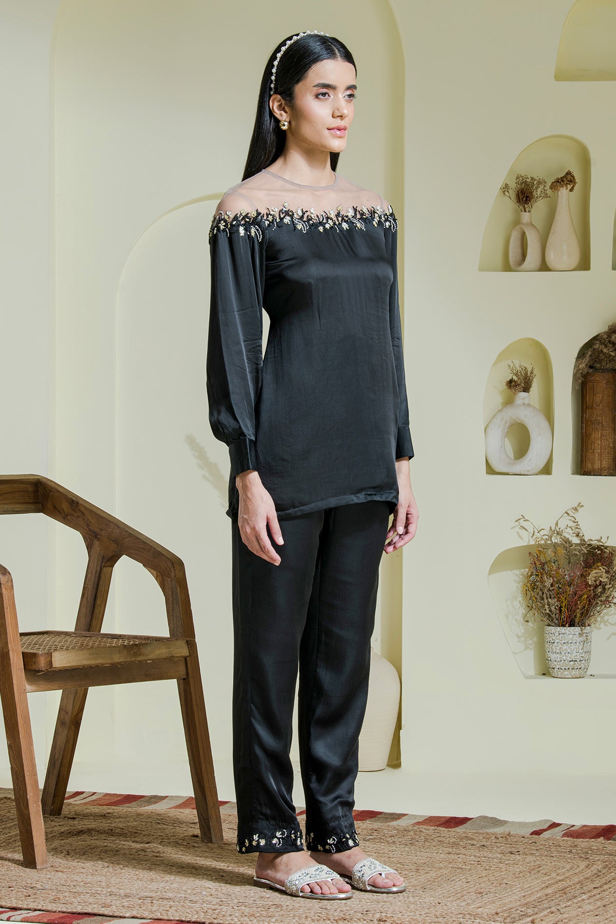 Black Round Neck Tunic & Pants