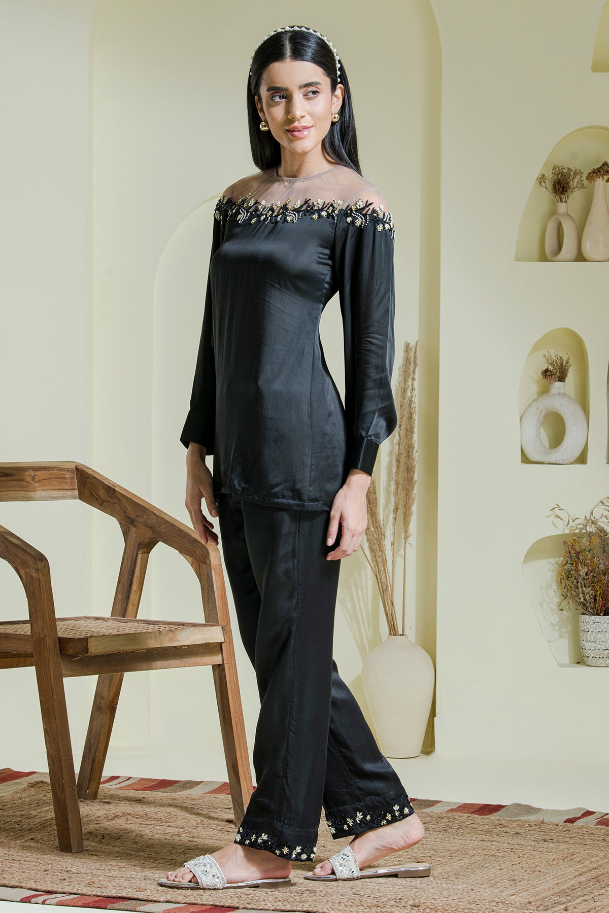 Black Round Neck Tunic & Pants