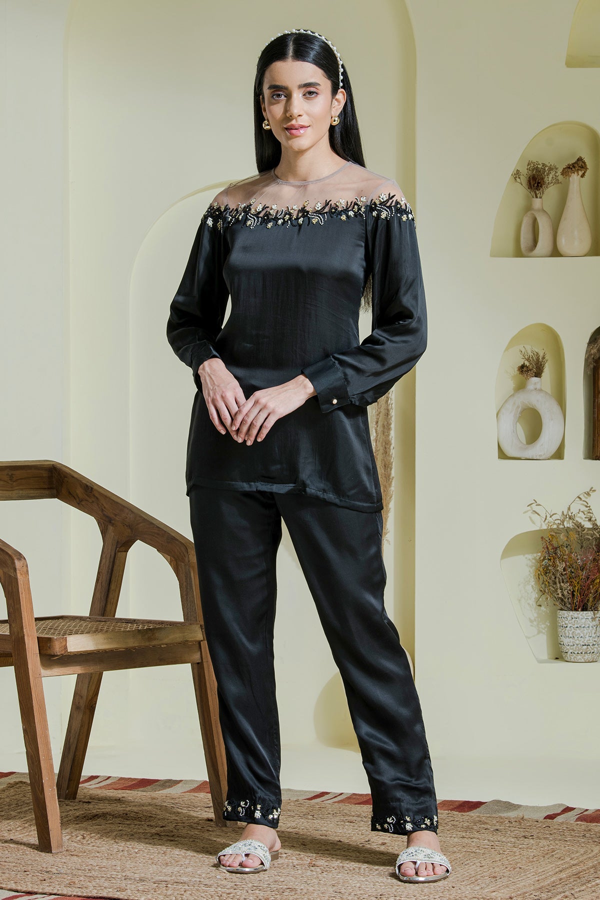 Buy Black Round Neck Tunic & Pants by The Maive for women online at ScrollnShops