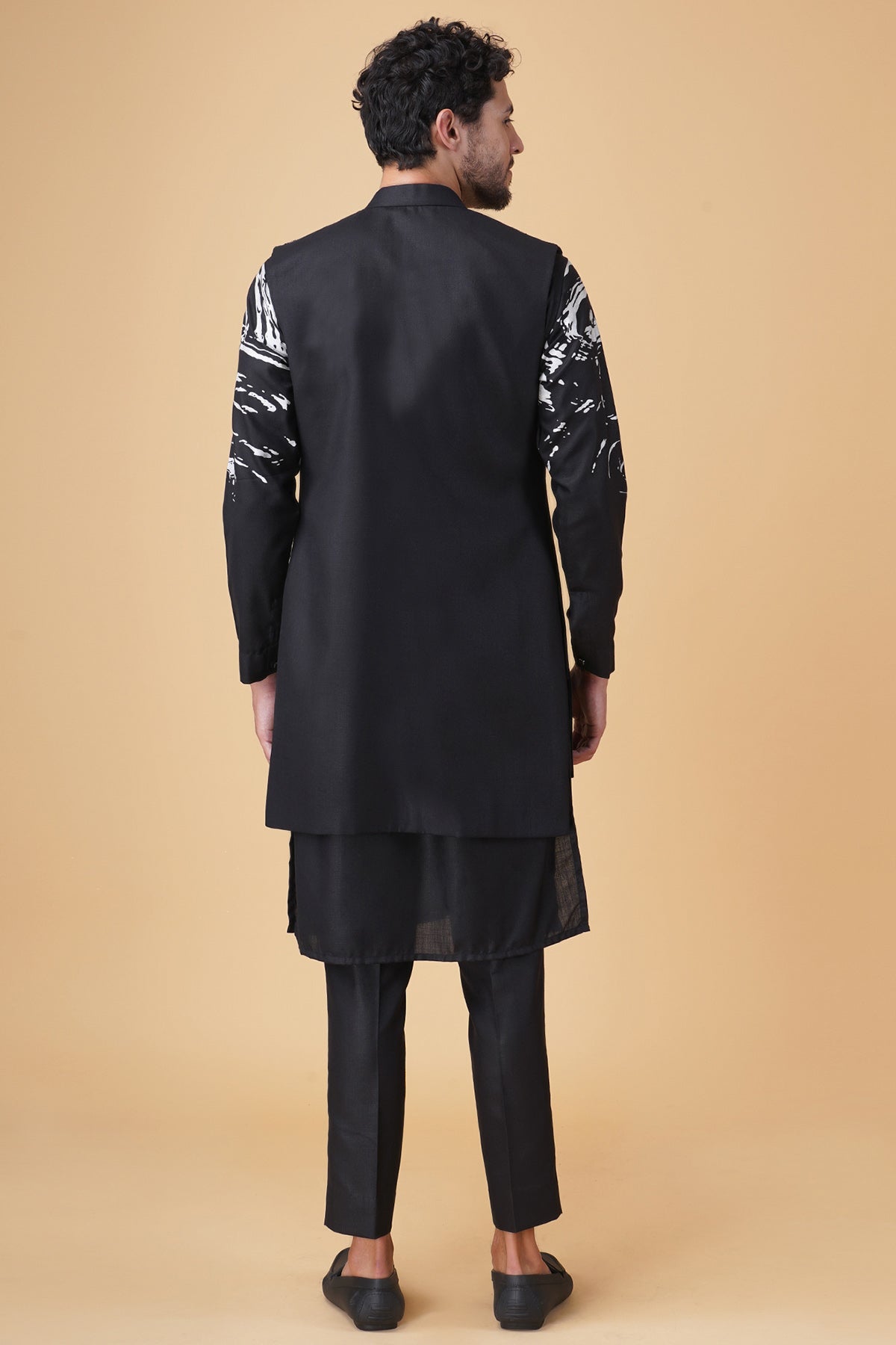 Black Ruby Silk Print Jacket Set