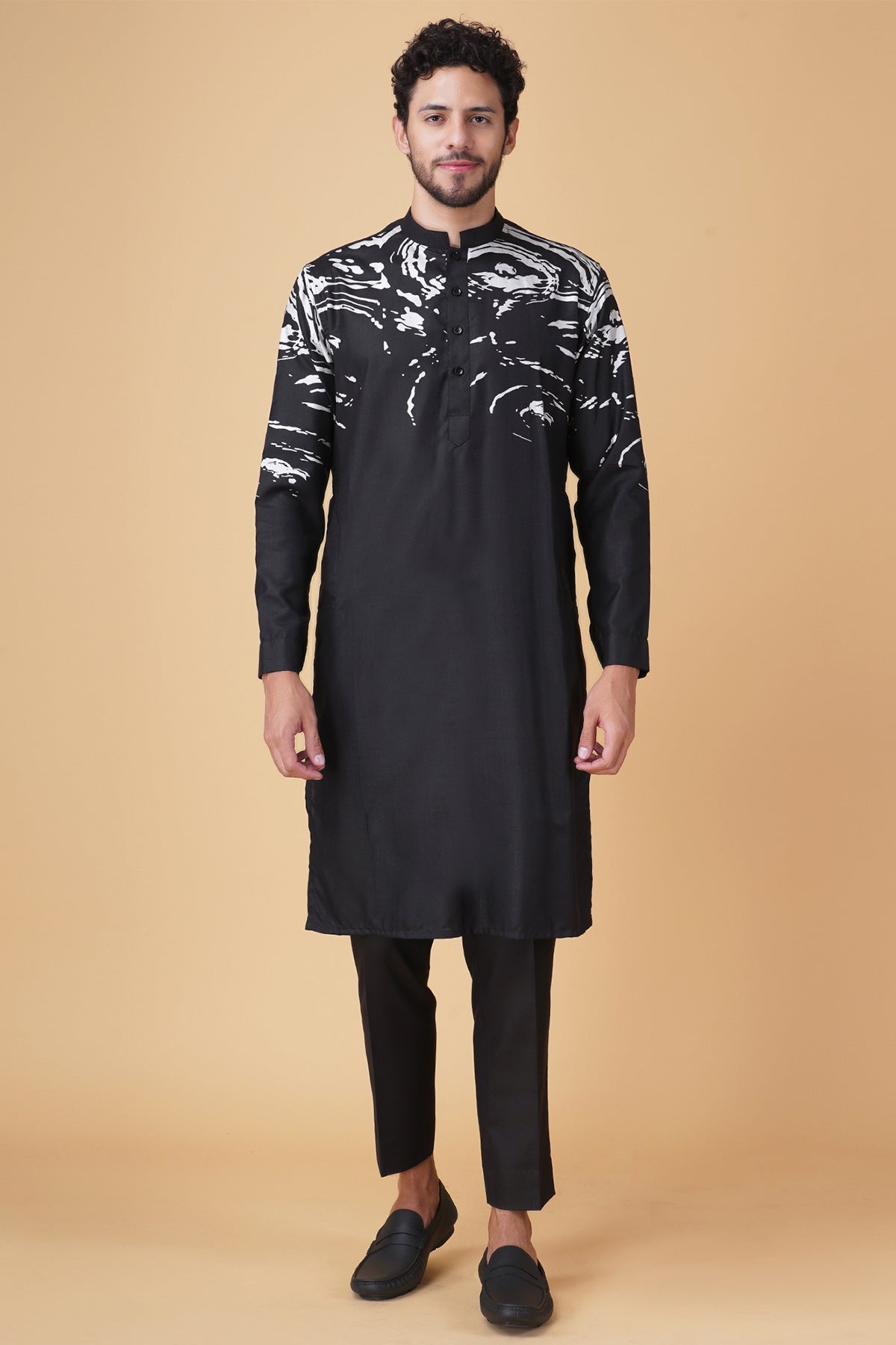 Black Ruby Silk Print Jacket Set