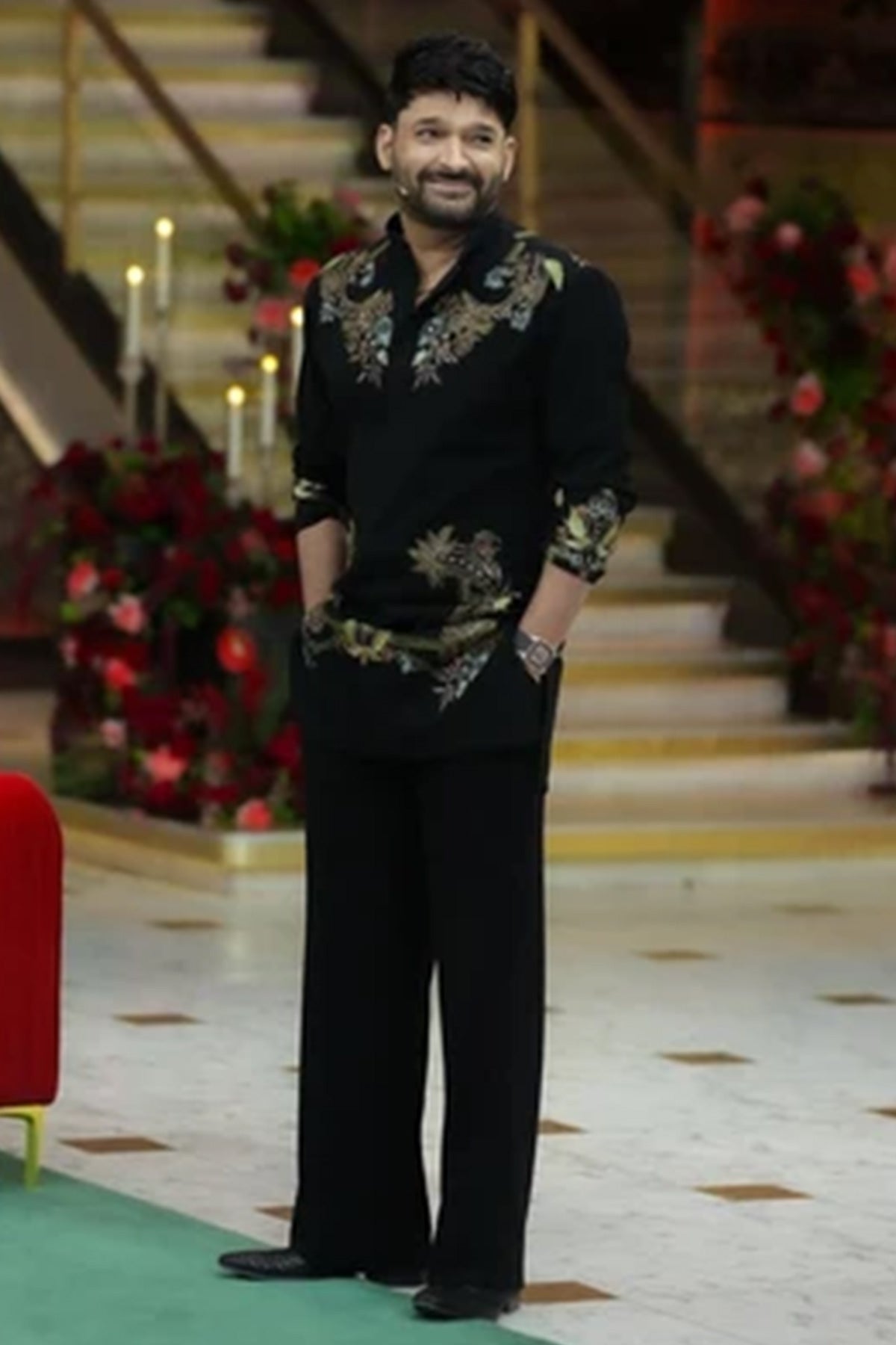 Buy Black S.Lachko Embroidery Kurta for men by Aastha Fashion online available at scrollnshops