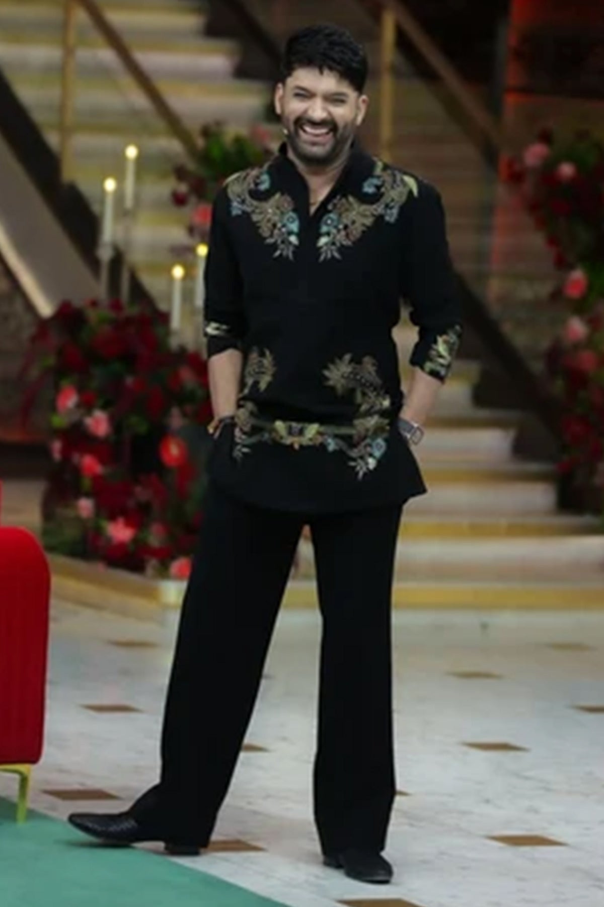 Black S.Lachko Embroidery Kurta