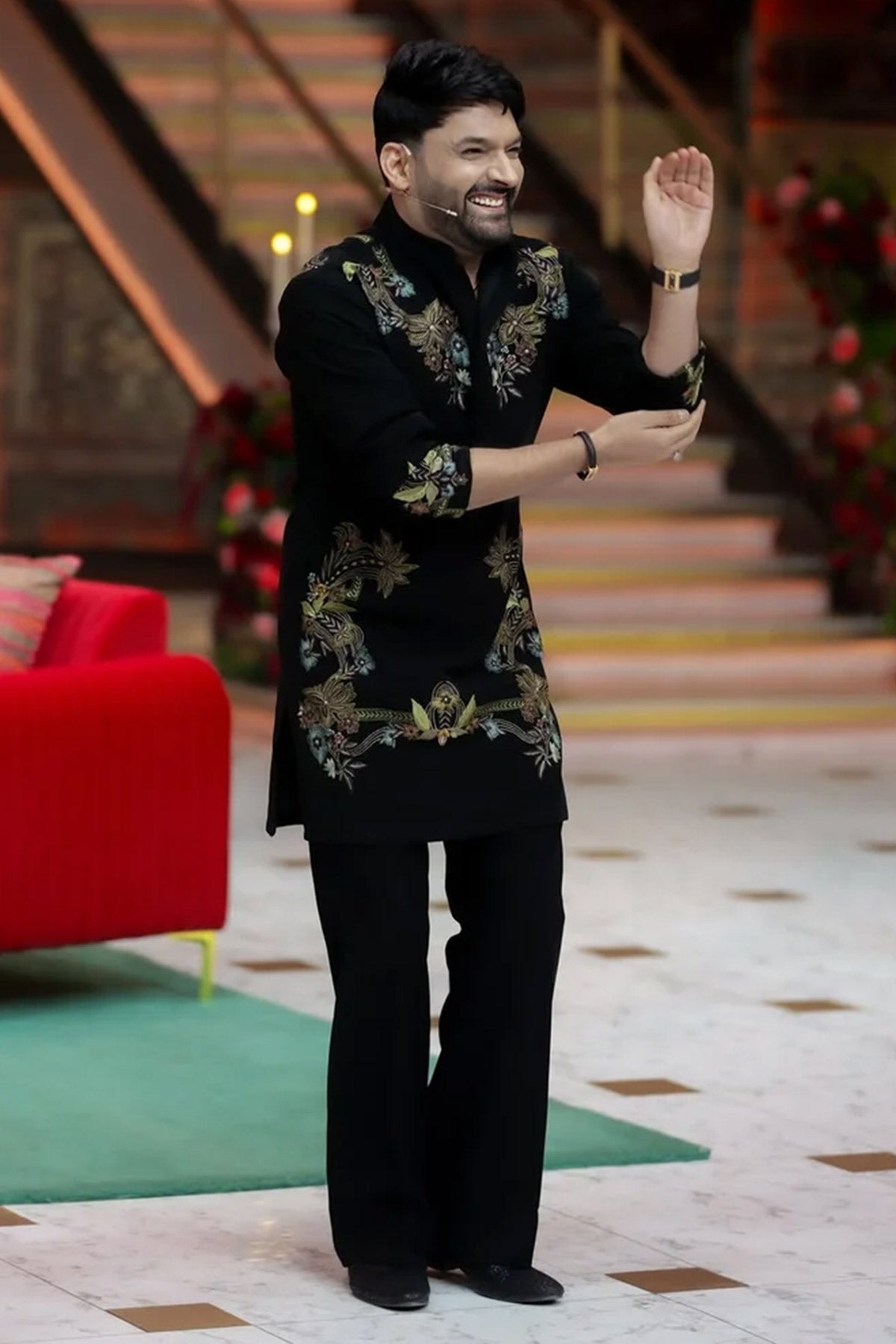 Black S.Lachko Embroidery Kurta