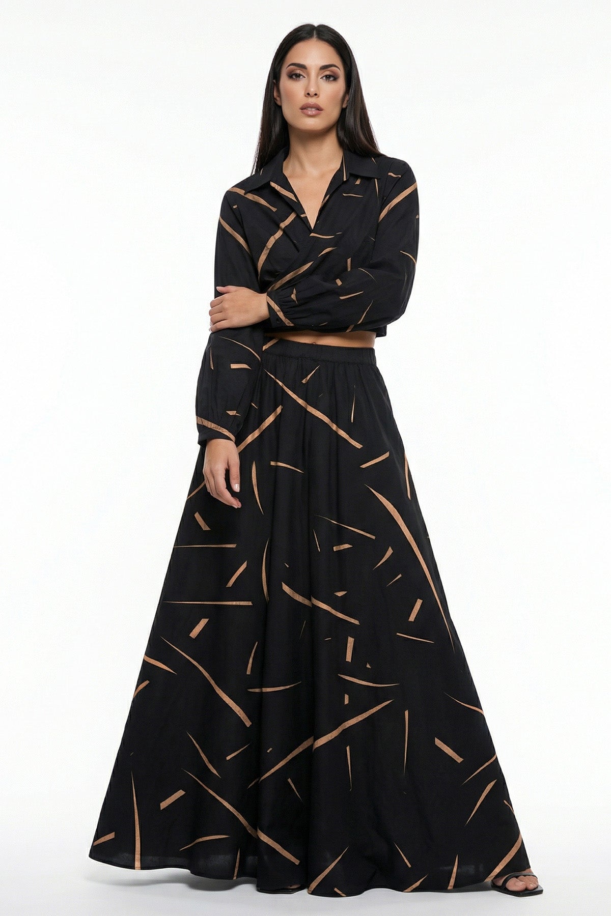 Black Satin Cross Over Shirt