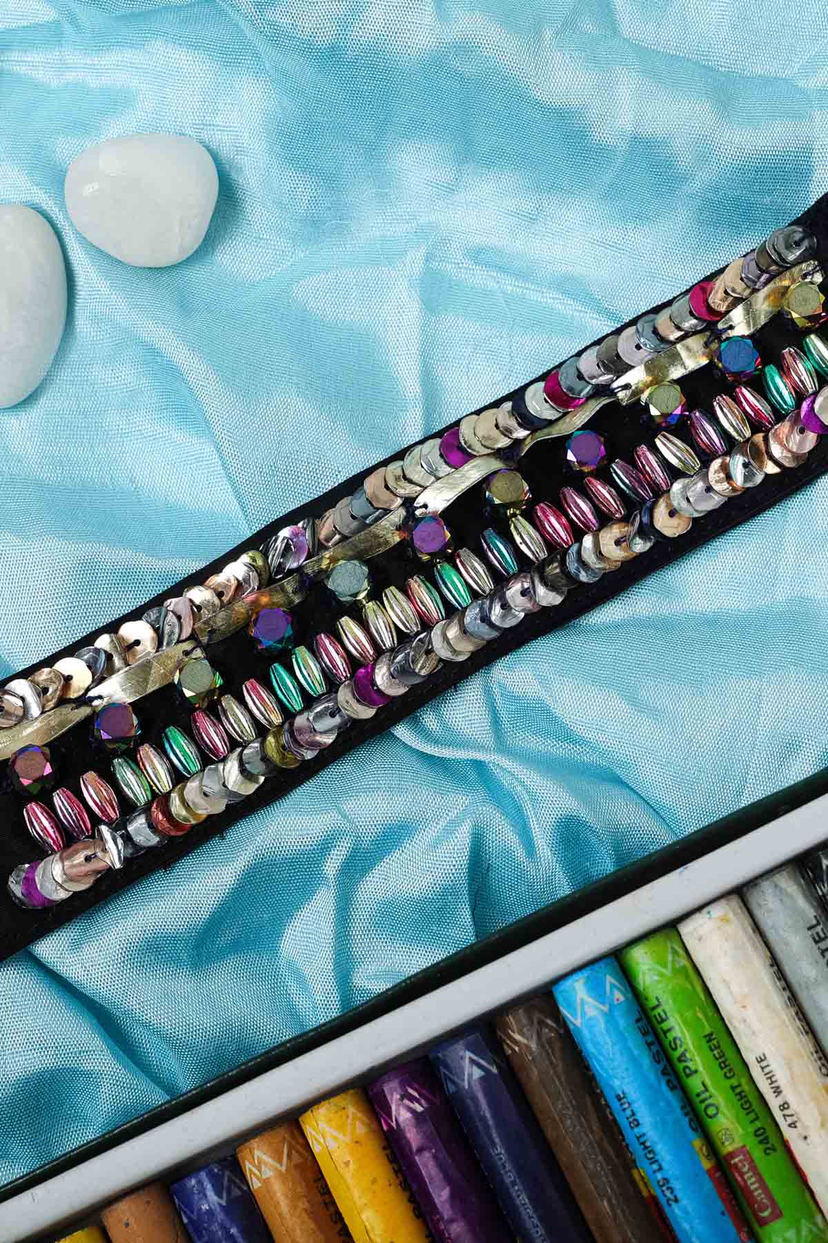 Black Satin Multi Sequence Belt