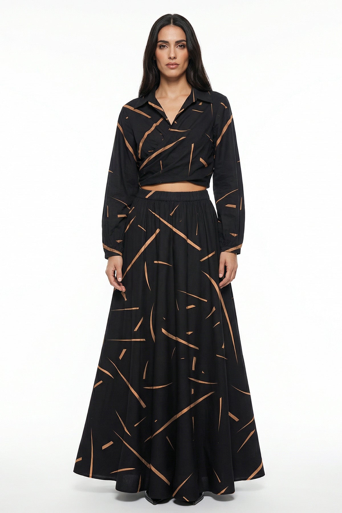 Buy Black Satin Refine Detail Skirt for women by Tezhhomayaa online available at scrollnshops