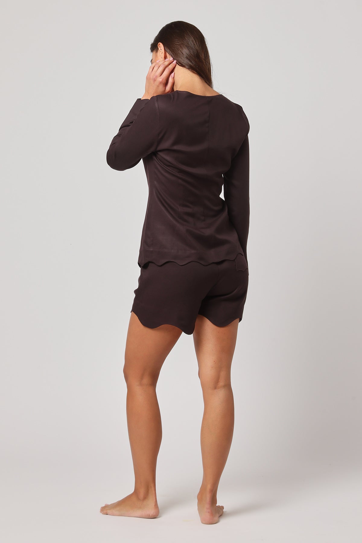Black Scalloped Pocket Shorts