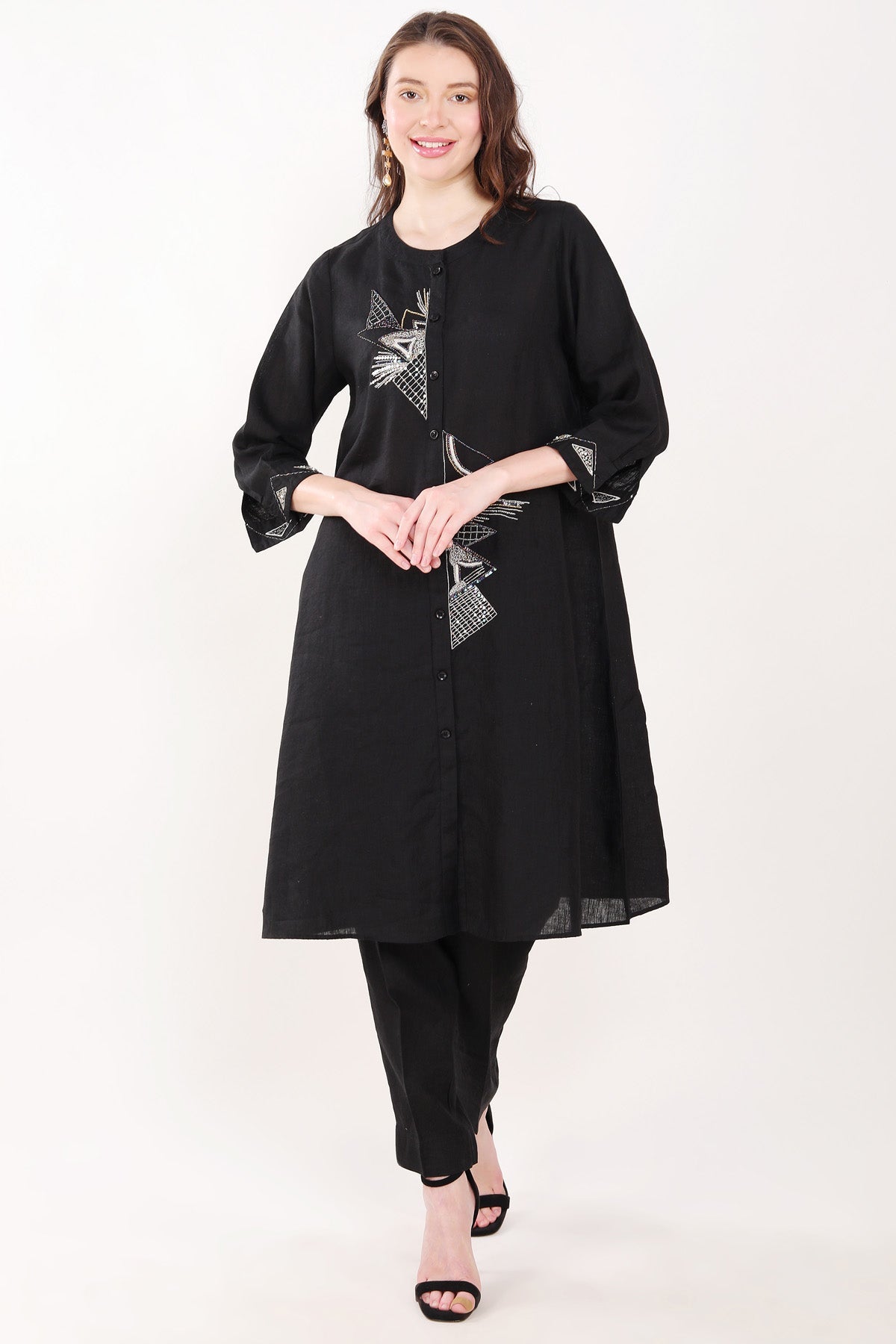 Buy Designer Black Sequins Embroidered Tunic Online