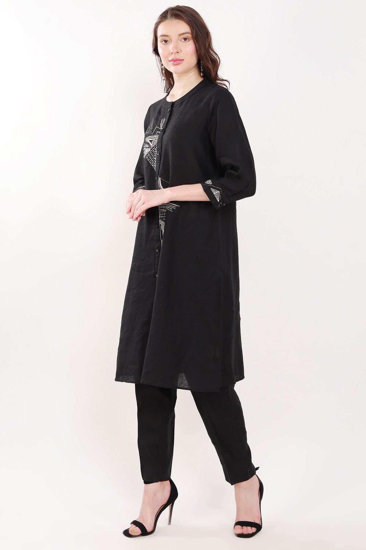 Black Sequins Embroidered Tunic