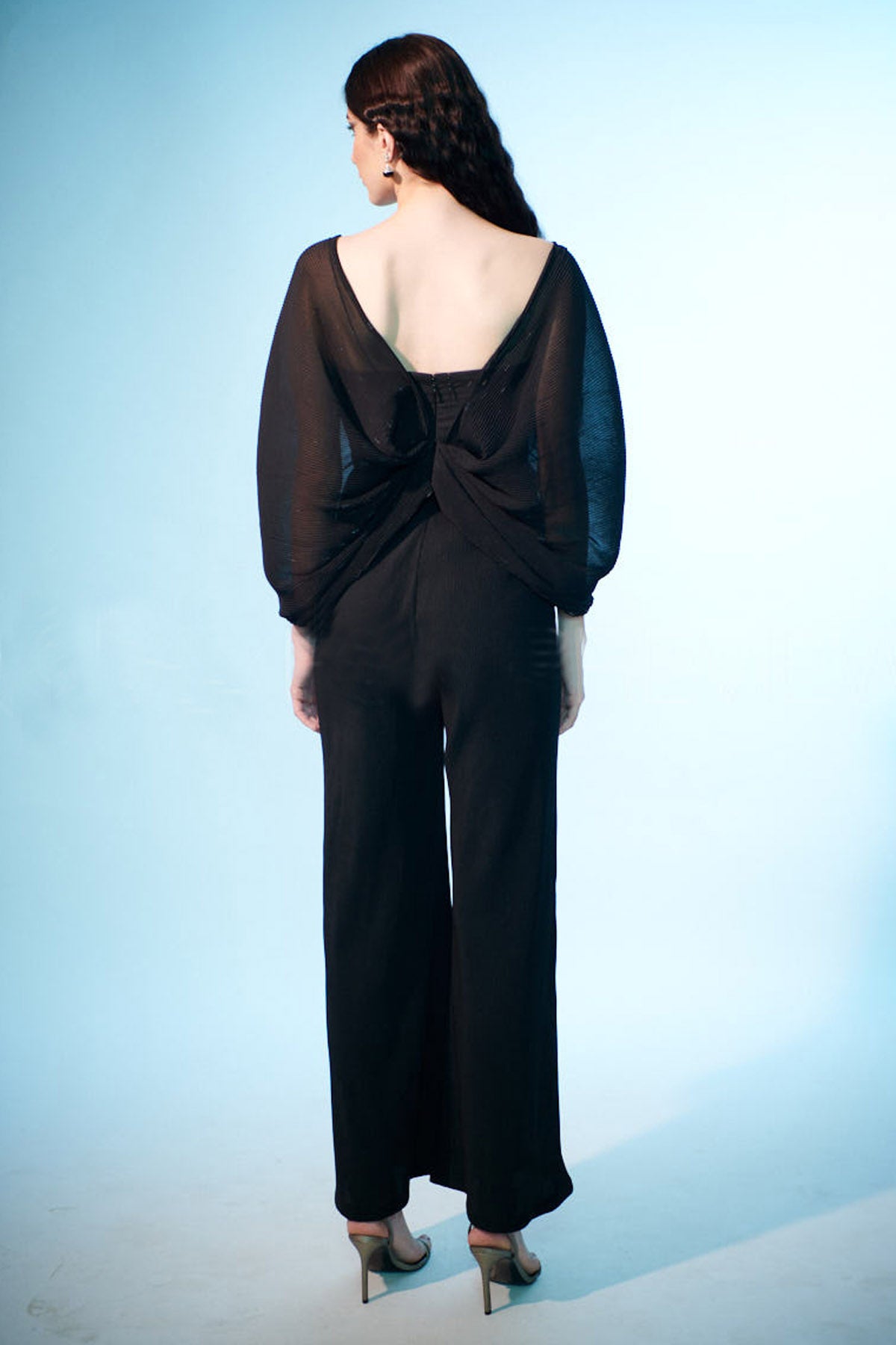 Black Sequins Floral Jumpsuit