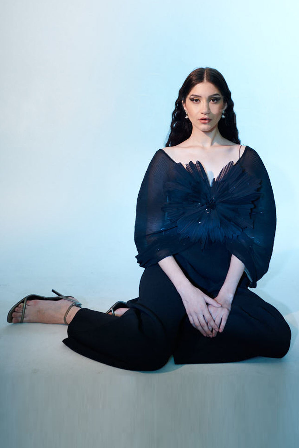 Black Sequins Floral Jumpsuit