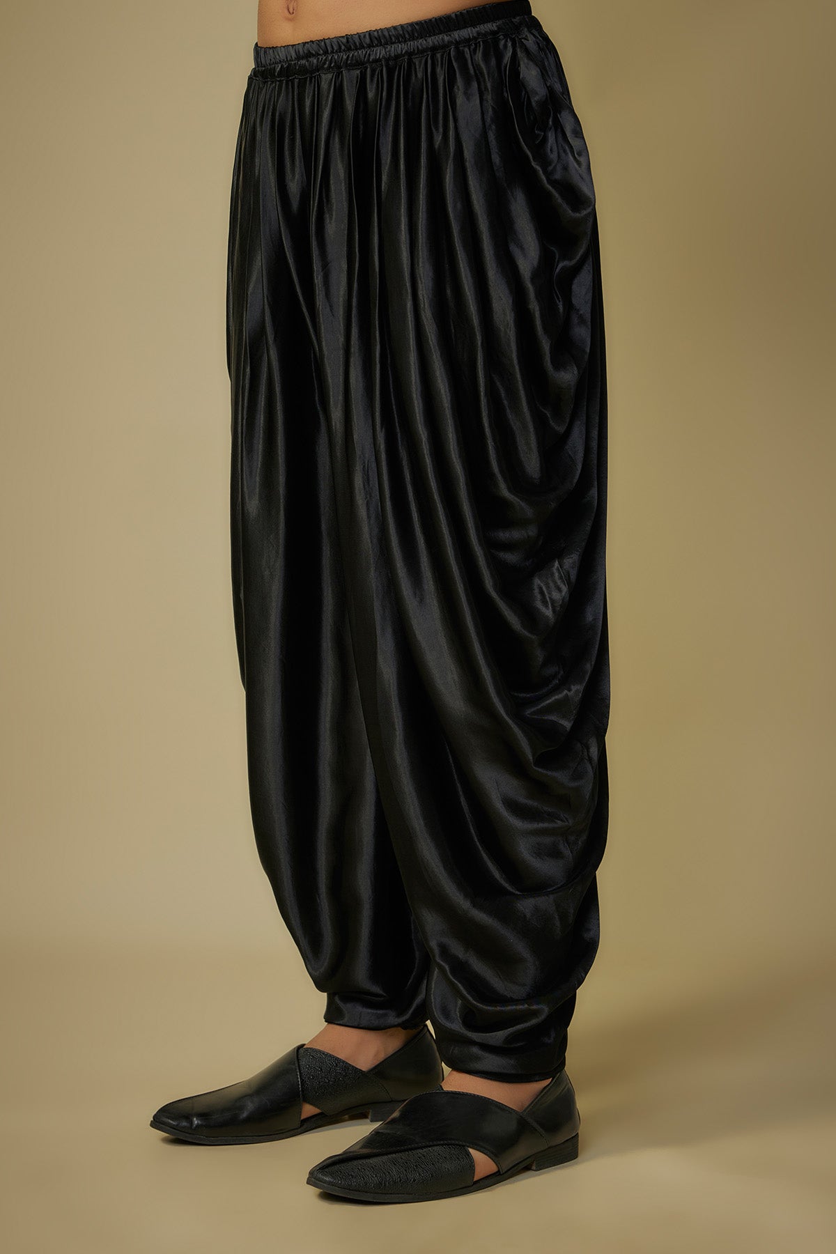 Black Sequins Work Dhoti Set
