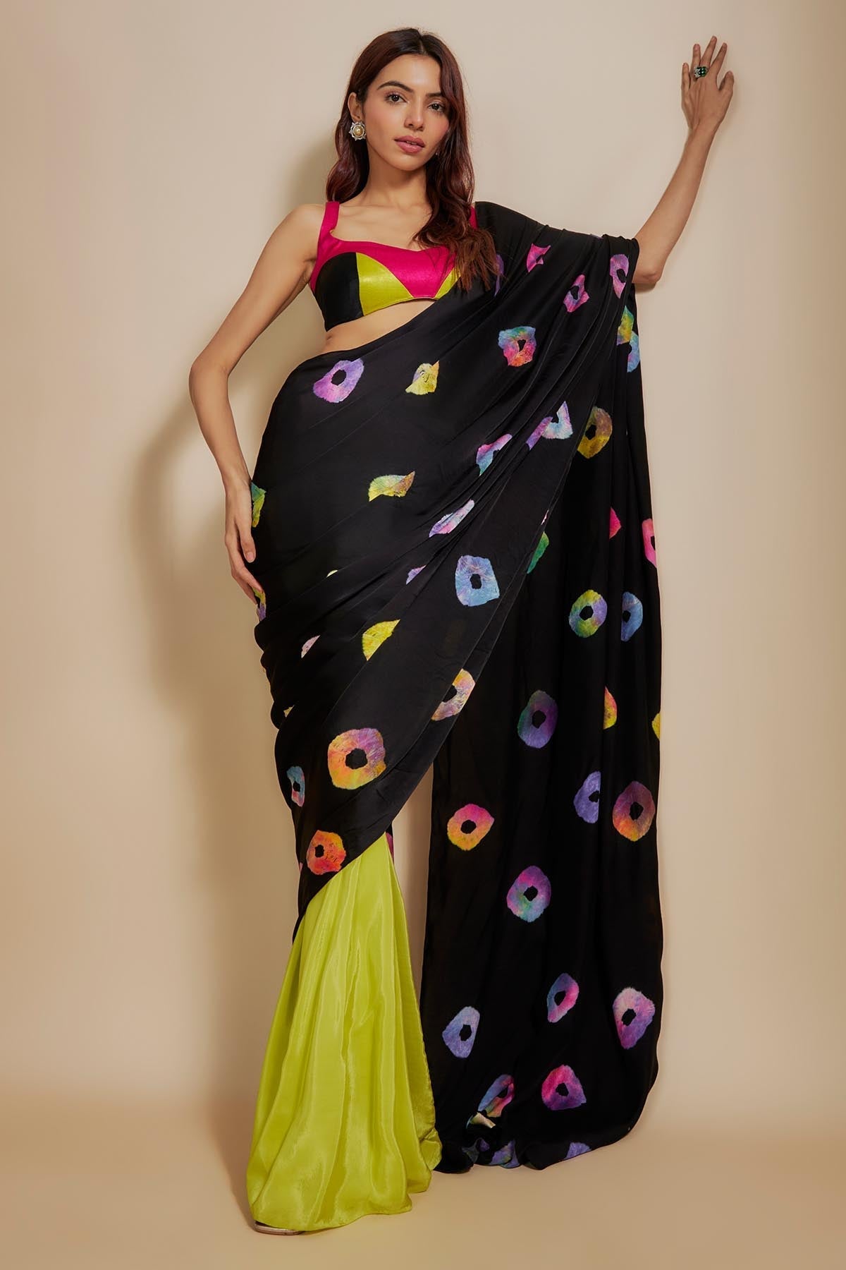 Buy Black Shibori Pre-Draped Saree by Masumi Mewawalla for women online at ScrollnShops