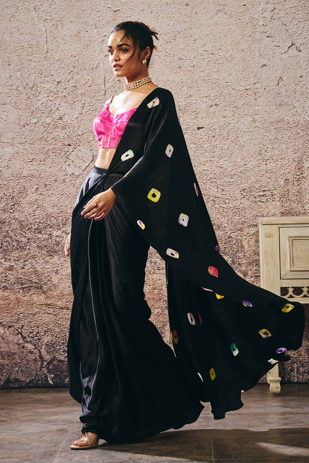 Black Shibori Saree & Blouse
