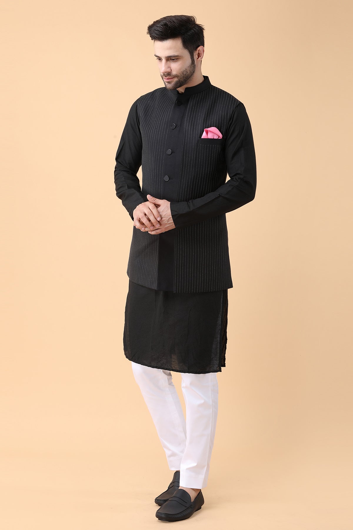 Black Silk Dori Work Bundi Set