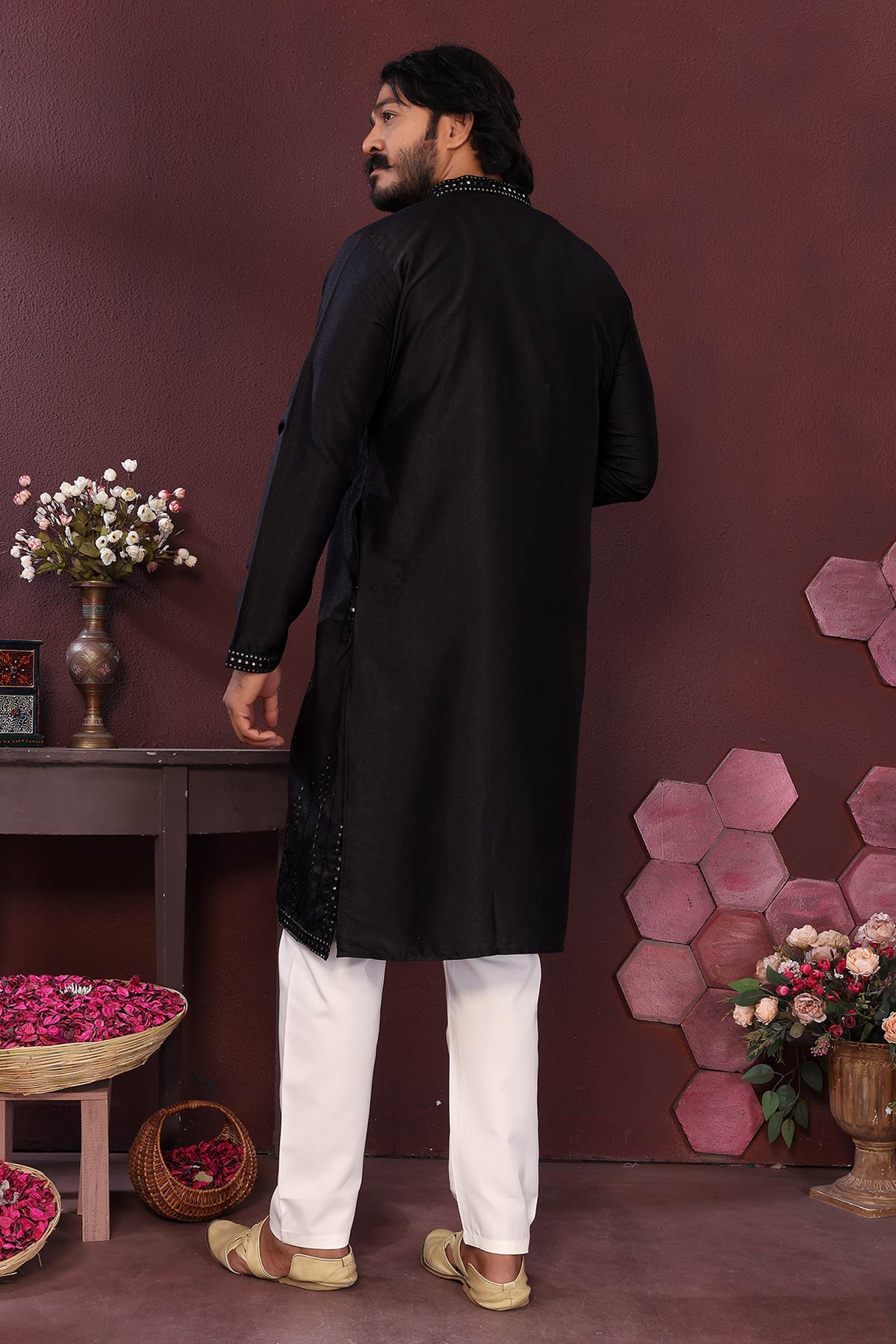 Black Silk Mirror Kurta & Pants