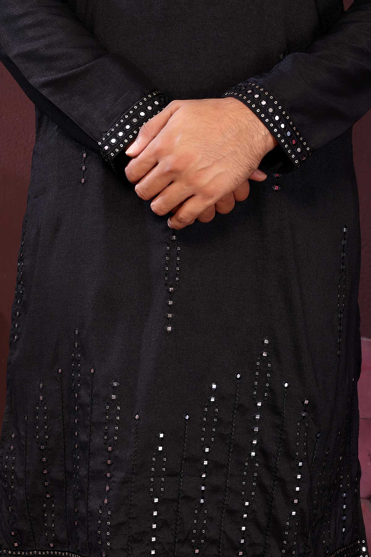 Black Silk Mirror Kurta & Pants
