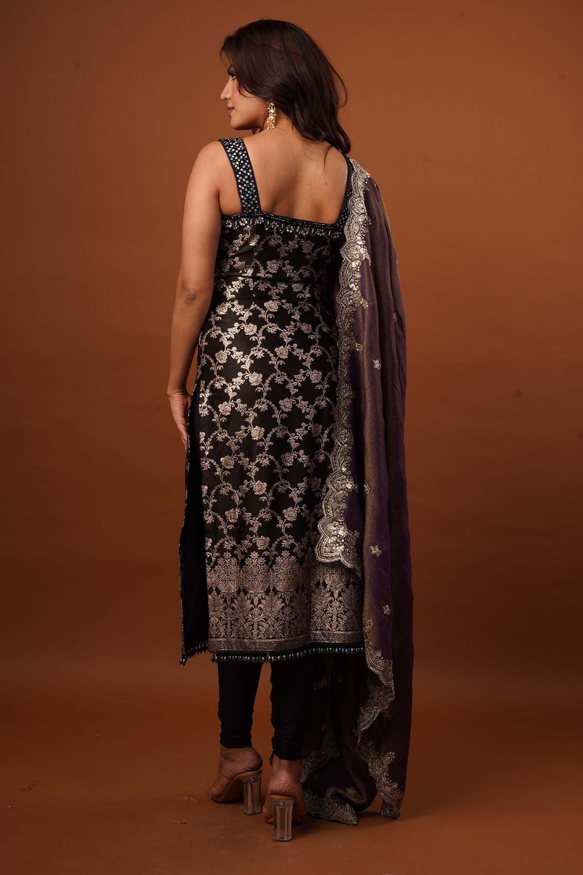 Black Silk Zardosi Kurta Set