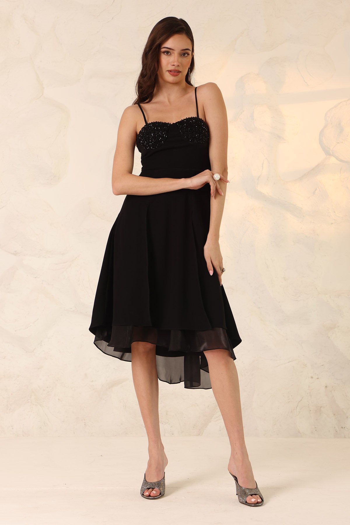 Black Sleeveless Layered Dress