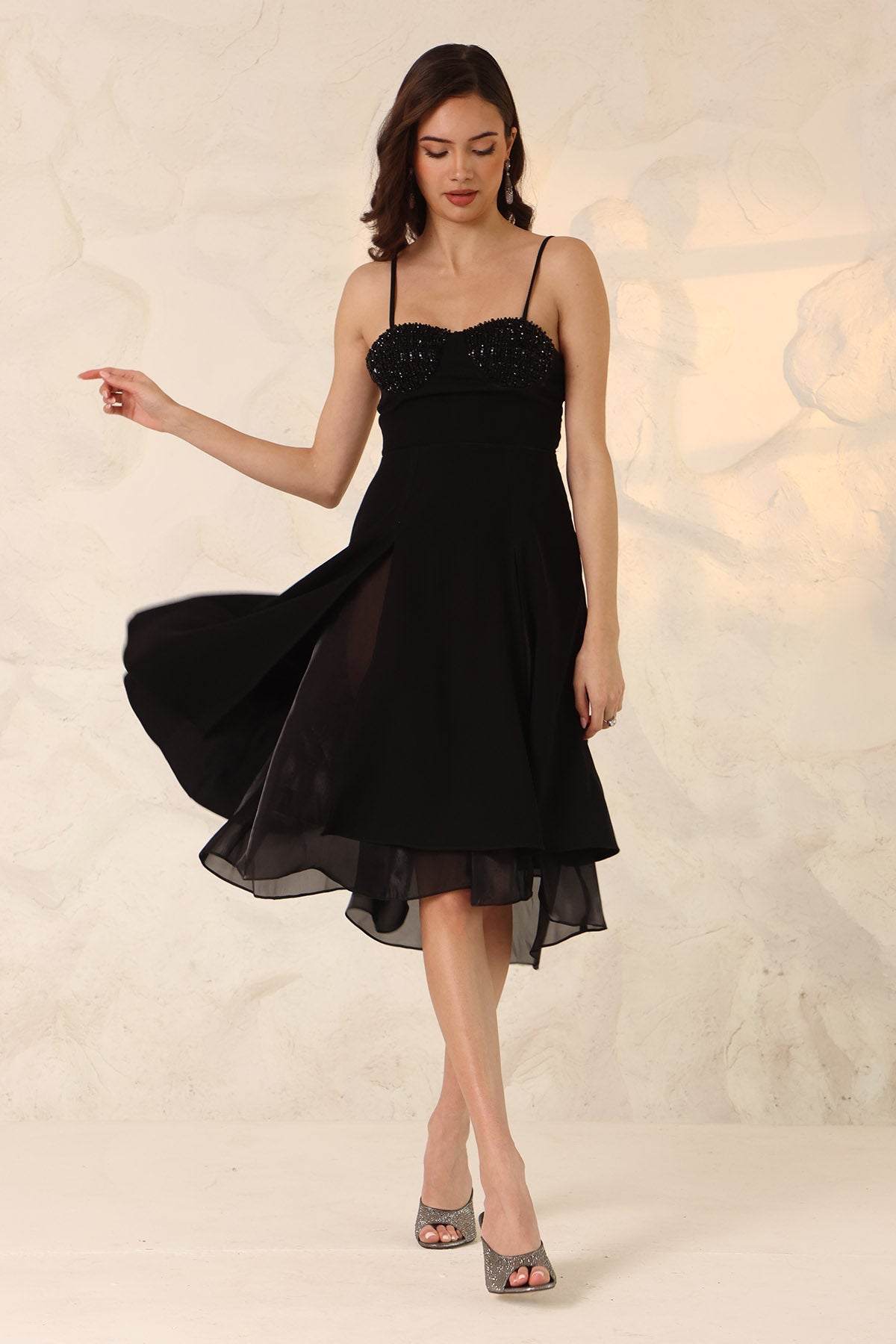 Buy Black Sleeveless Layered Dress by The Black Lover for women online at ScrollnShops