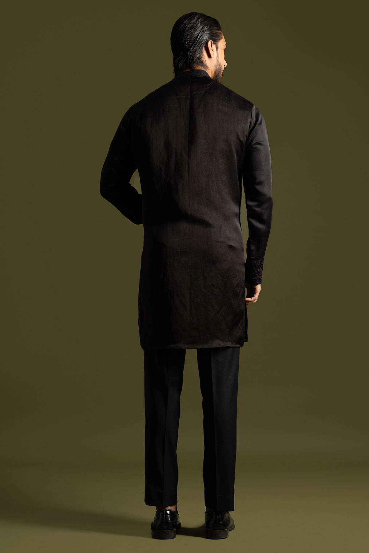 Black Smocking Detail Kurta Set